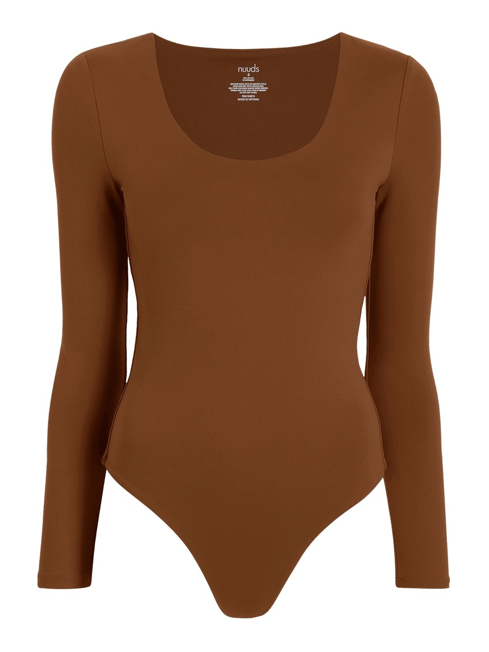 nuuds Long Sleeve Scoop Neck Bodysuit - Chestnut Brown
